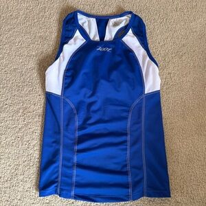 Zoot Ultra Triathlon Sniglet Tank Top Running Biking White/Blue Women's Medium